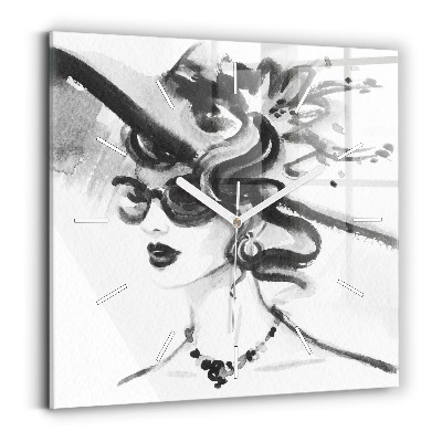 Wanduhr quadratisch Modische Frau