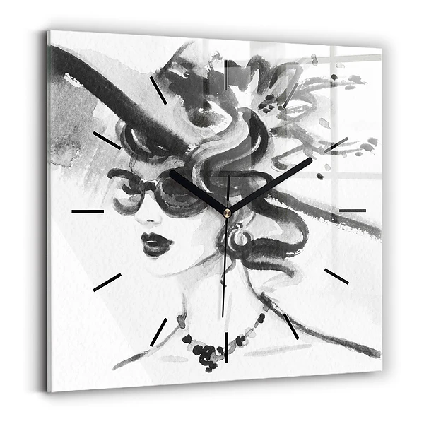 Wanduhr quadratisch Modische Frau