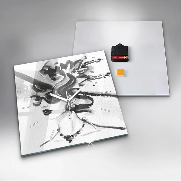 Wanduhr quadratisch Modische Frau
