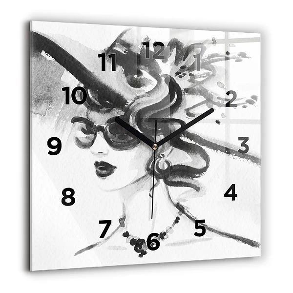 Wanduhr quadratisch Modische Frau