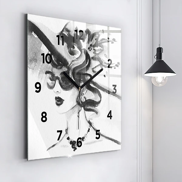 Wanduhr quadratisch Modische Frau