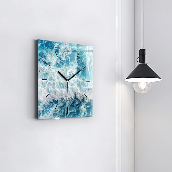 Wanduhr quadratisch mit motiv Meereswellen