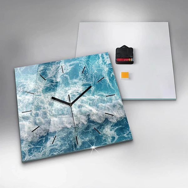 Wanduhr quadratisch mit motiv Meereswellen