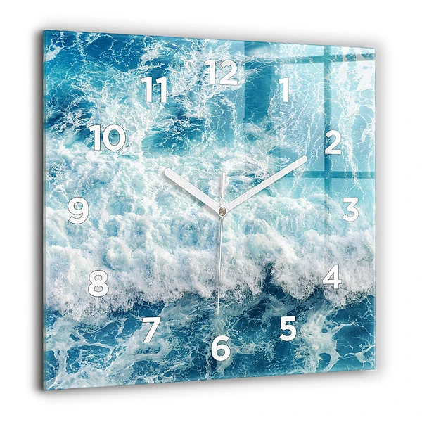 Wanduhr quadratisch mit motiv Meereswellen