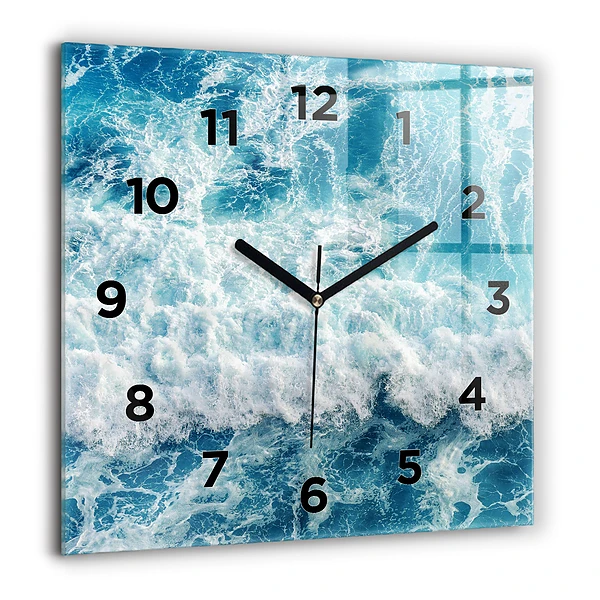 Wanduhr quadratisch mit motiv Meereswellen