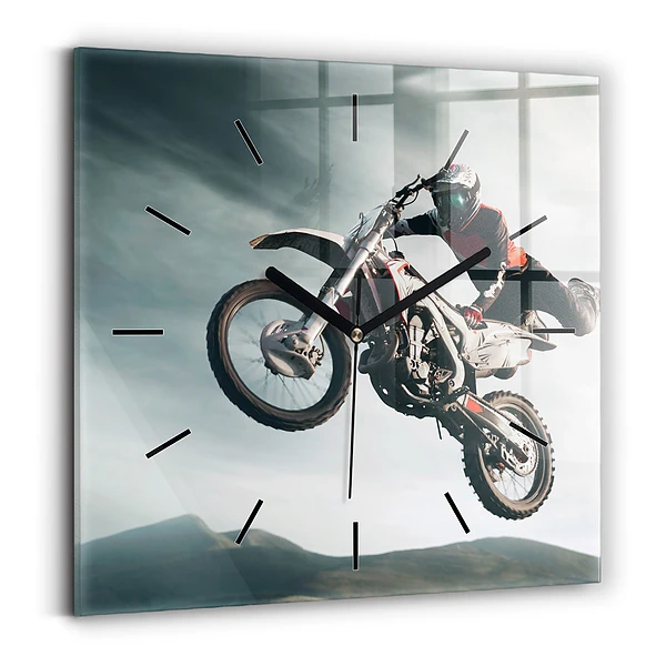 Wanduhr modern quadratisch Motorrad im Adrenalin-Stil