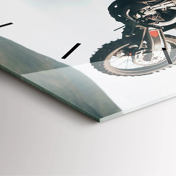 Wanduhr modern quadratisch Motorrad im Adrenalin-Stil