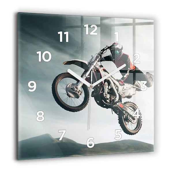 Wanduhr modern quadratisch Motorrad im Adrenalin-Stil