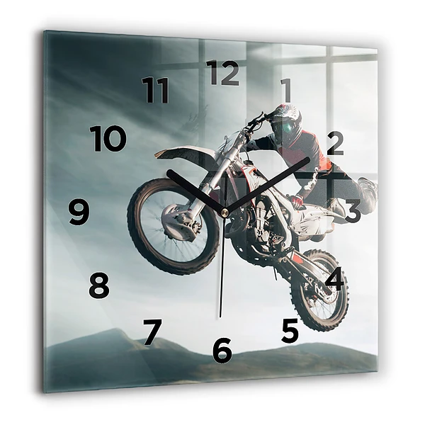 Wanduhr modern quadratisch Motorrad im Adrenalin-Stil