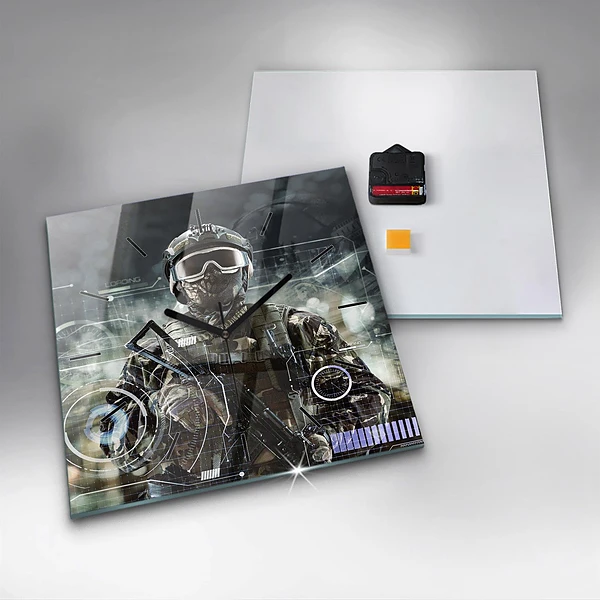 Wanduhr quadratisch mit motiv Soldat mit einem Gewehr