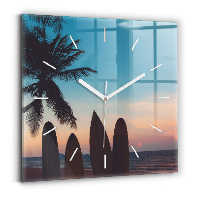 Wanduhr quadratisch mit motiv Surfen am Strand