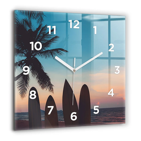 Wanduhr quadratisch mit motiv Surfen am Strand