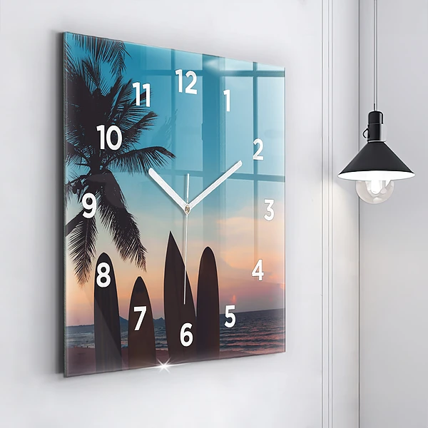 Wanduhr quadratisch mit motiv Surfen am Strand
