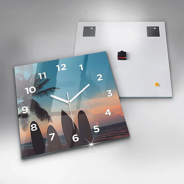 Wanduhr quadratisch mit motiv Surfen am Strand