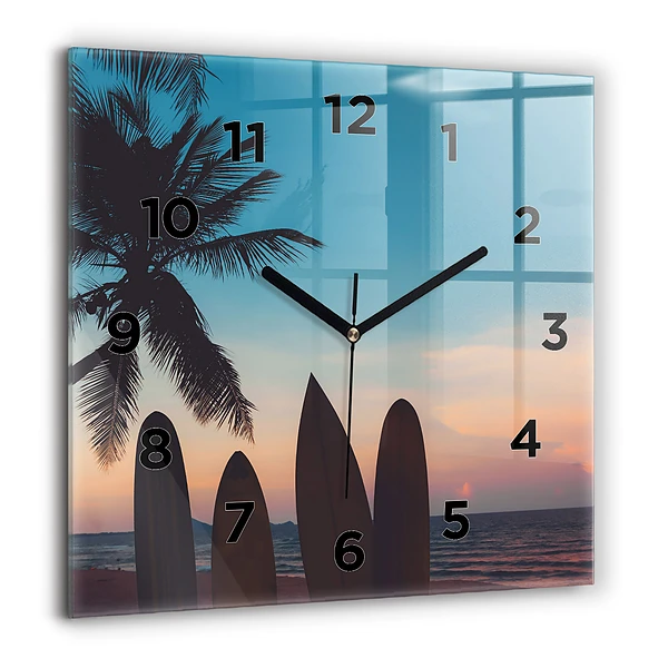 Wanduhr quadratisch mit motiv Surfen am Strand