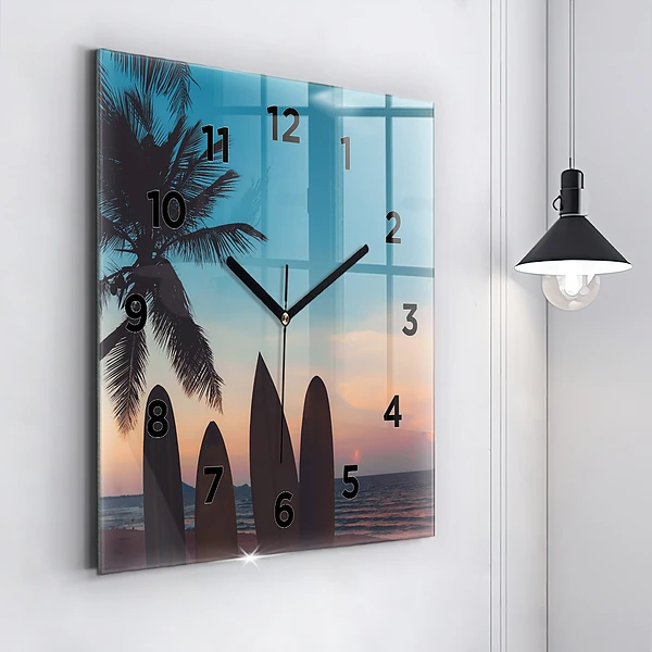 Wanduhr quadratisch mit motiv Surfen am Strand
