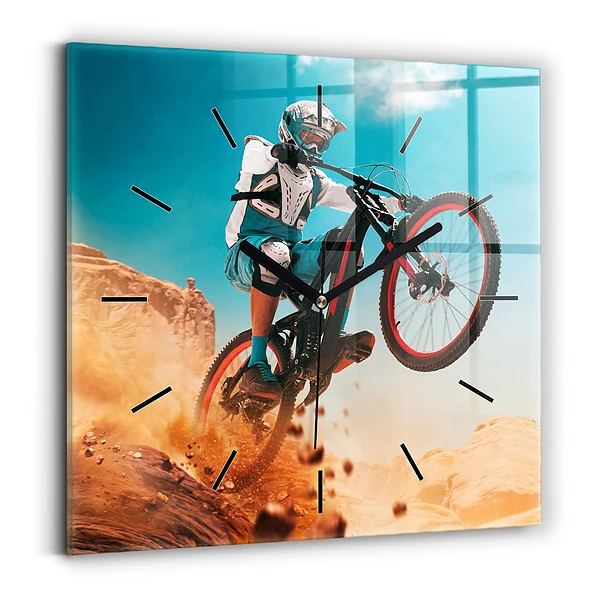 Wanduhr quadratisch mit motiv Stuntman und Adrenalin