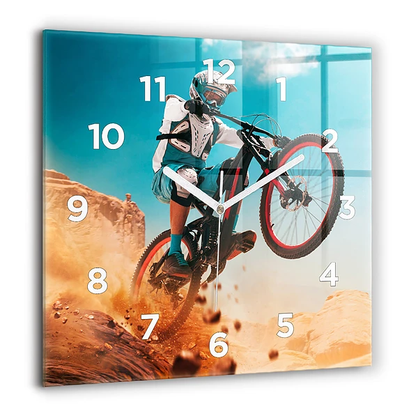 Wanduhr quadratisch mit motiv Stuntman und Adrenalin