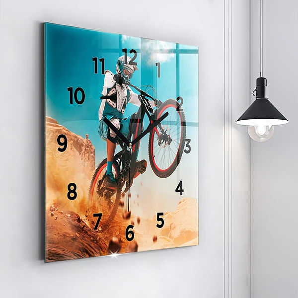 Wanduhr quadratisch mit motiv Stuntman und Adrenalin