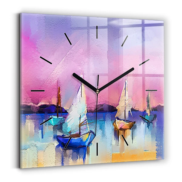 Wanduhr modern quadratisch Meereslandschaft