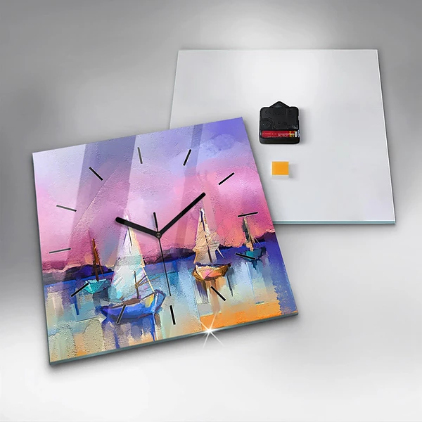 Wanduhr modern quadratisch Meereslandschaft