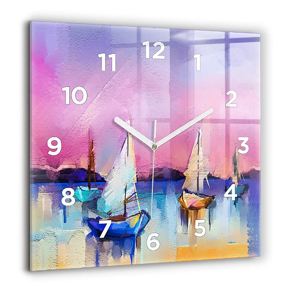 Wanduhr modern quadratisch Meereslandschaft