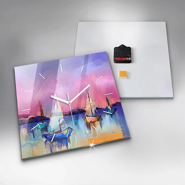 Wanduhr modern quadratisch Meereslandschaft