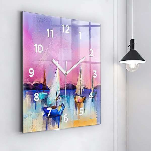 Wanduhr modern quadratisch Meereslandschaft