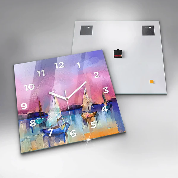 Wanduhr modern quadratisch Meereslandschaft