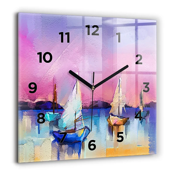 Wanduhr modern quadratisch Meereslandschaft