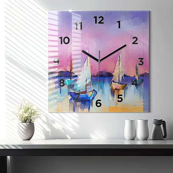 Wanduhr modern quadratisch Meereslandschaft