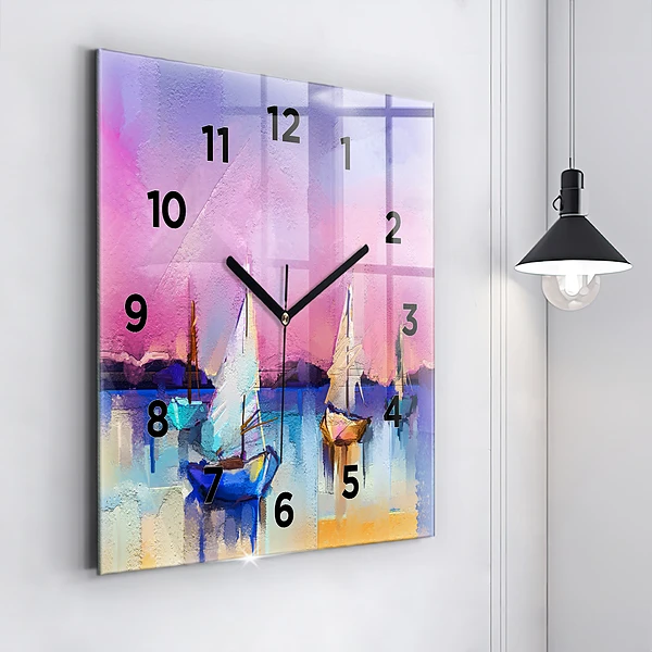 Wanduhr modern quadratisch Meereslandschaft