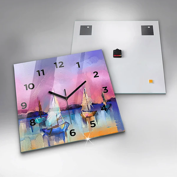 Wanduhr modern quadratisch Meereslandschaft