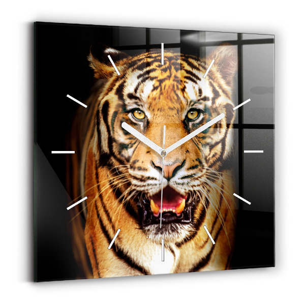 Wanduhr quadratisch Tiger - wildes Auge