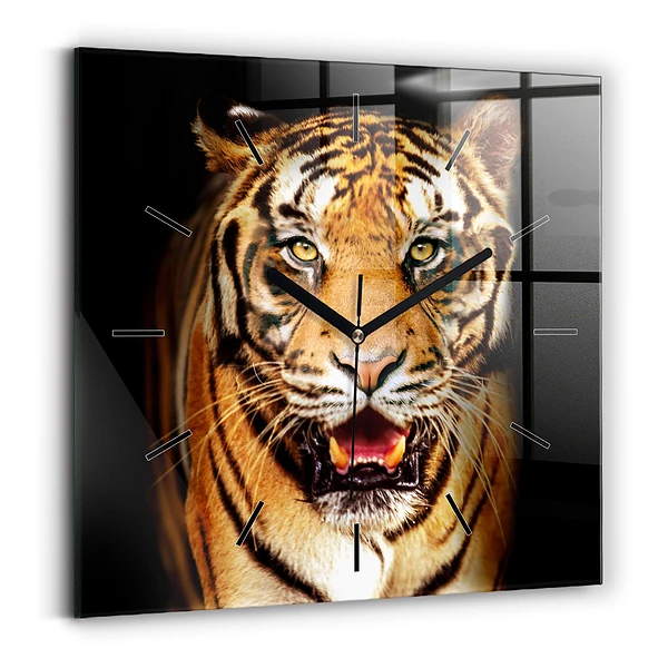Wanduhr quadratisch Tiger - wildes Auge