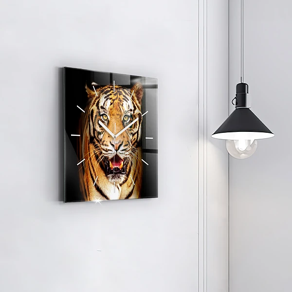 Wanduhr quadratisch Tiger - wildes Auge