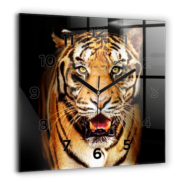Wanduhr quadratisch Tiger - wildes Auge