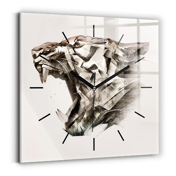 Wanduhr quadratisch mit motiv Gemaltes Porträt eines Tigers