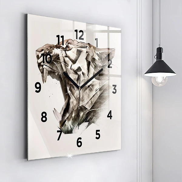 Wanduhr quadratisch mit motiv Gemaltes Porträt eines Tigers