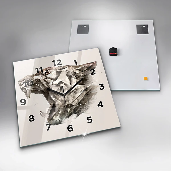 Wanduhr quadratisch mit motiv Gemaltes Porträt eines Tigers