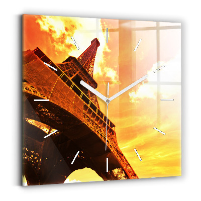 Wanduhr quadratisch mit motiv Eiffelturm in Paris