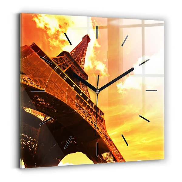 Wanduhr quadratisch mit motiv Eiffelturm in Paris