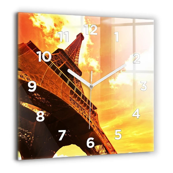 Wanduhr quadratisch mit motiv Eiffelturm in Paris