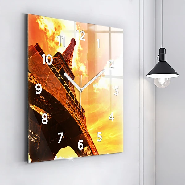 Wanduhr quadratisch mit motiv Eiffelturm in Paris