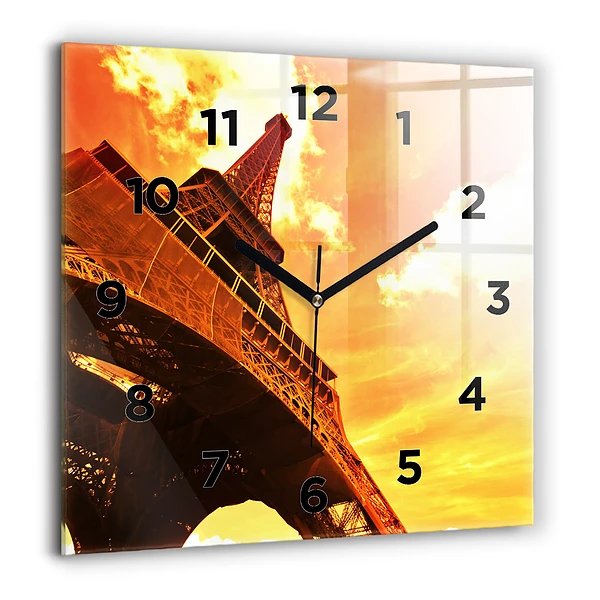 Wanduhr quadratisch mit motiv Eiffelturm in Paris