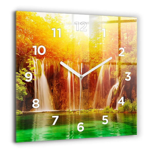 Wanduhr quadratisch mit motiv Blick auf einen Wasserfall
