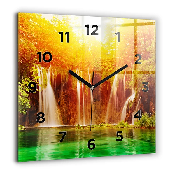Wanduhr quadratisch mit motiv Blick auf einen Wasserfall