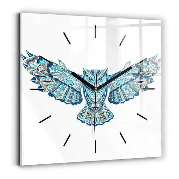 Wanduhr quadratisch mit motiv Eule im Flug