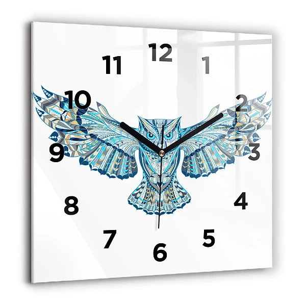 Wanduhr quadratisch mit motiv Eule im Flug