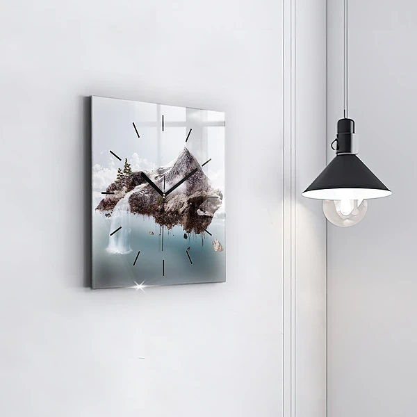 Wanduhr quadratisch mit motiv Fliegende Insel Wasserfall